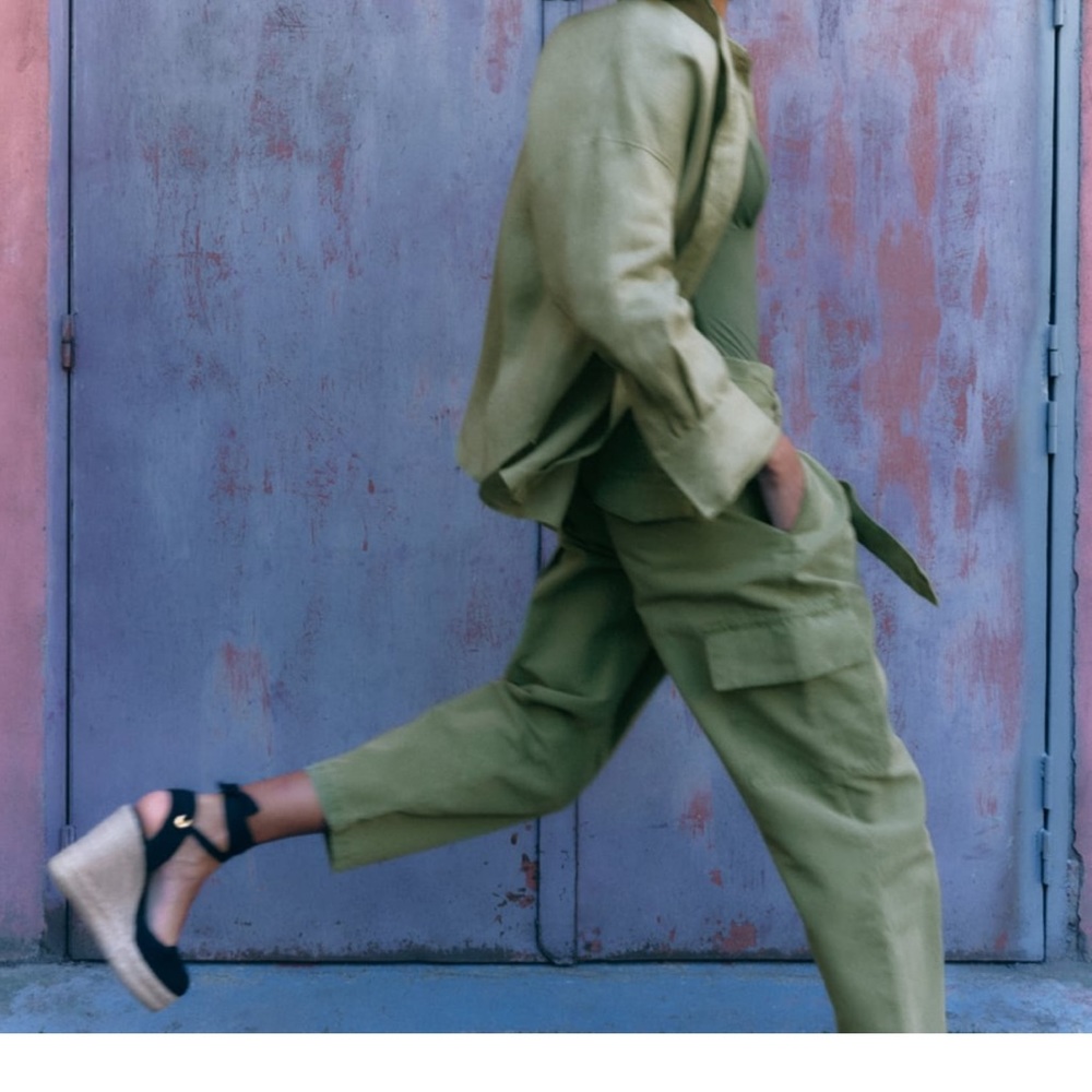Zara cargo paper bag pants